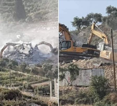 الاحتلال يهدم منزلين قيد الانشاء في بيت دجن شرق نابلس