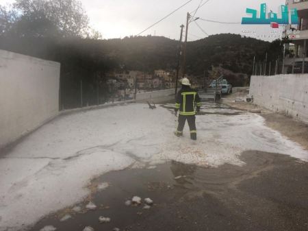 برطعة | الدفاع المدني يتعامل مع حالات تصريف المياه في القرية