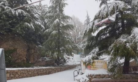 تساقط الثلوج على جبل الشيخ