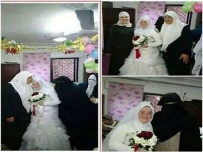 فتاة من الاردن ترتدي فستان زفاف احتفاءً بختمها حفظ القران الكريم 