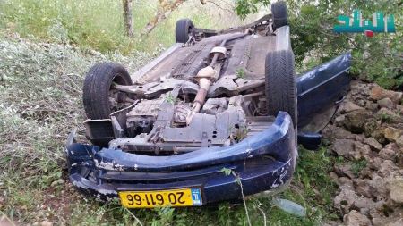 حادث سير ذاتي على مفرق عين السهلة ولا اصابات