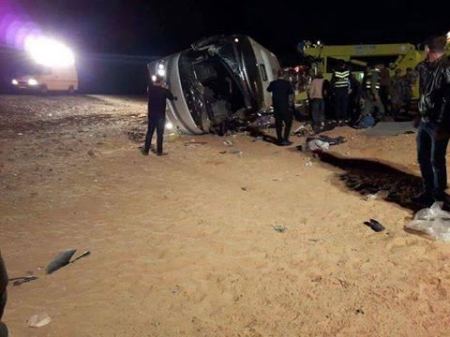 ارتفاع عدد ضحايا حادث حافلة المعتمرين الفلسطينيين الى 16 حالة وفاة