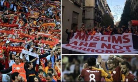فيديو ... جماهير غلطة سراي التركي في اسبانيا : المسلمون ليسوا ارهابيين