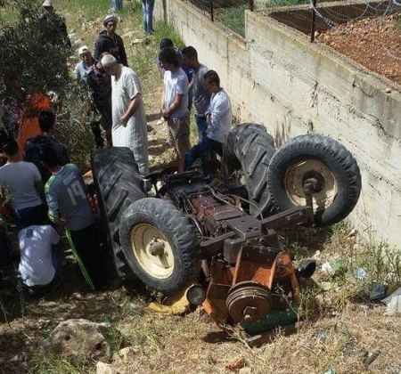 مصرع مواطن من بلدة عانين غرب جنين اثر انقلاب جراره الزراعي
