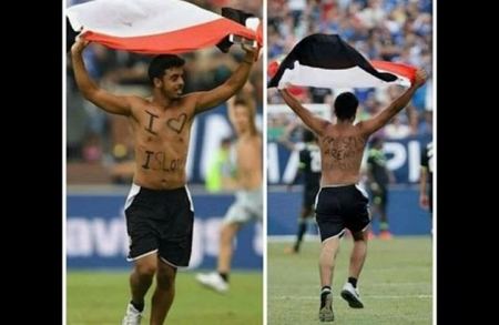 فيديو ... مشجع يمني يقتحم مباراة ريال مدريد وتشيلسي بعبارة المسلمين ليسوا إرهابيين