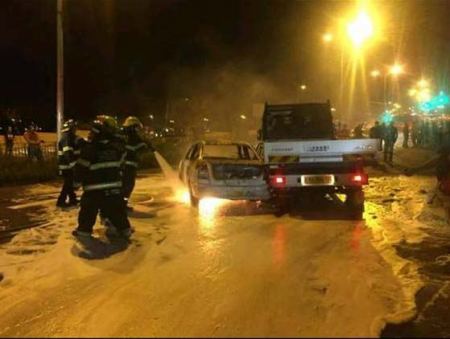 اصابة مستوطنين عقب القاء زجاجة حارقة على سيارتهم في بيت حنينا